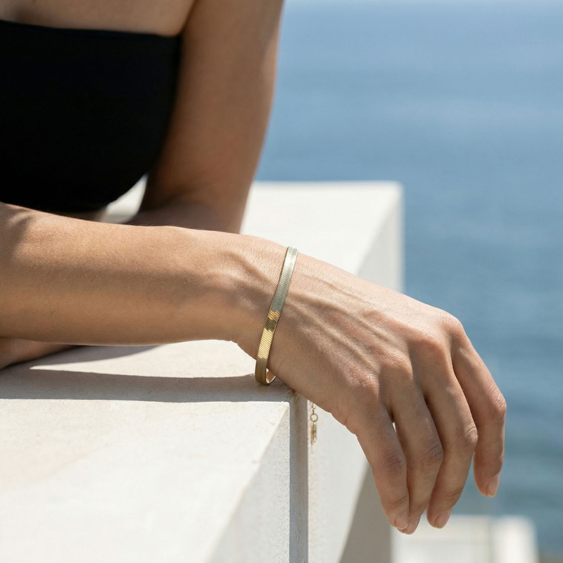 Flat ribbon bracelet - silver 925 platinum plated                                    