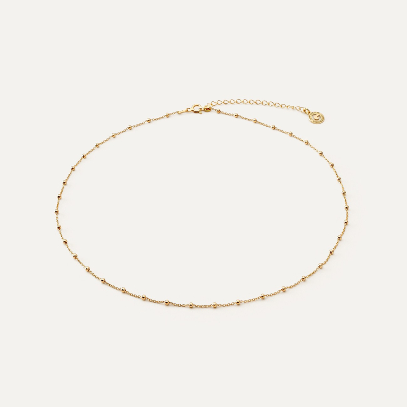 Srebrny choker - ankier z kulkami w złotym pokryciu