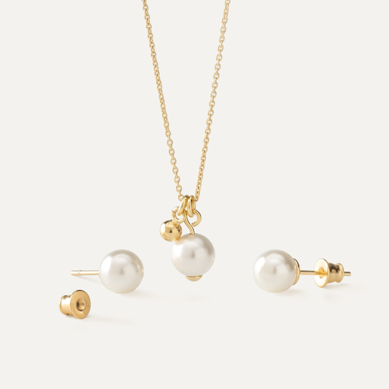 Jewelry set with pearl, sterling silver 925 gold plated