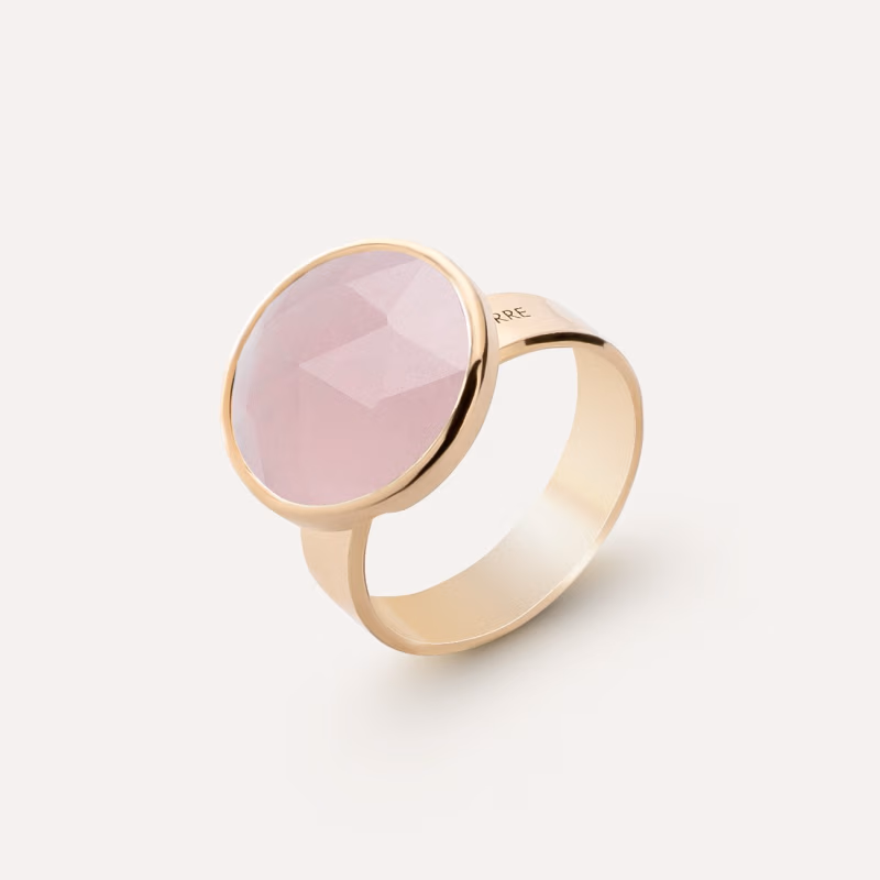 Silver ring Rose Cut - rose quartz