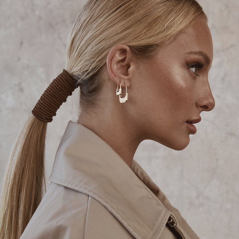 Kolczyki mała kłódka - XENIA x GIORRE, srebro 925 w pokryciu platyną                                    