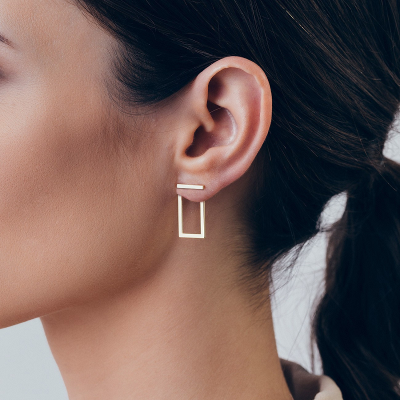 Kolczyki prostokąty, srebro 925 w pokryciu platyną                                    