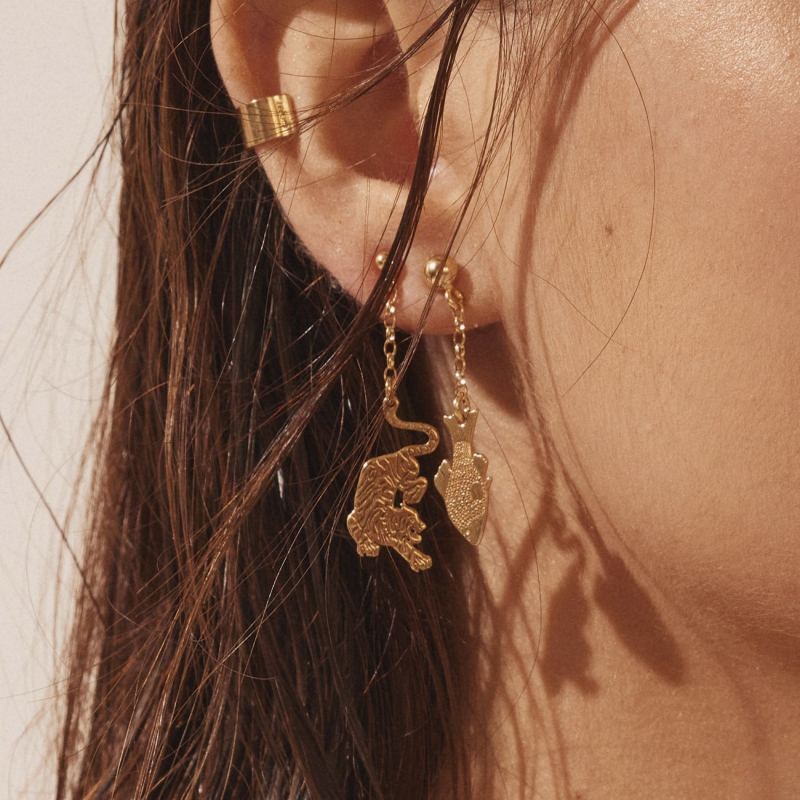 Srebrne kolczyki tygrysy w pokryciu platyną                                    