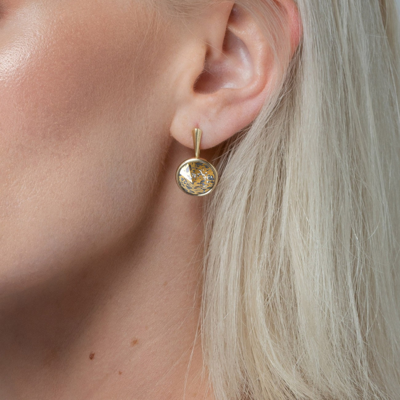 Srebrne kryształowe kolczyki - Golden Patina w złotym pokryciu                                    