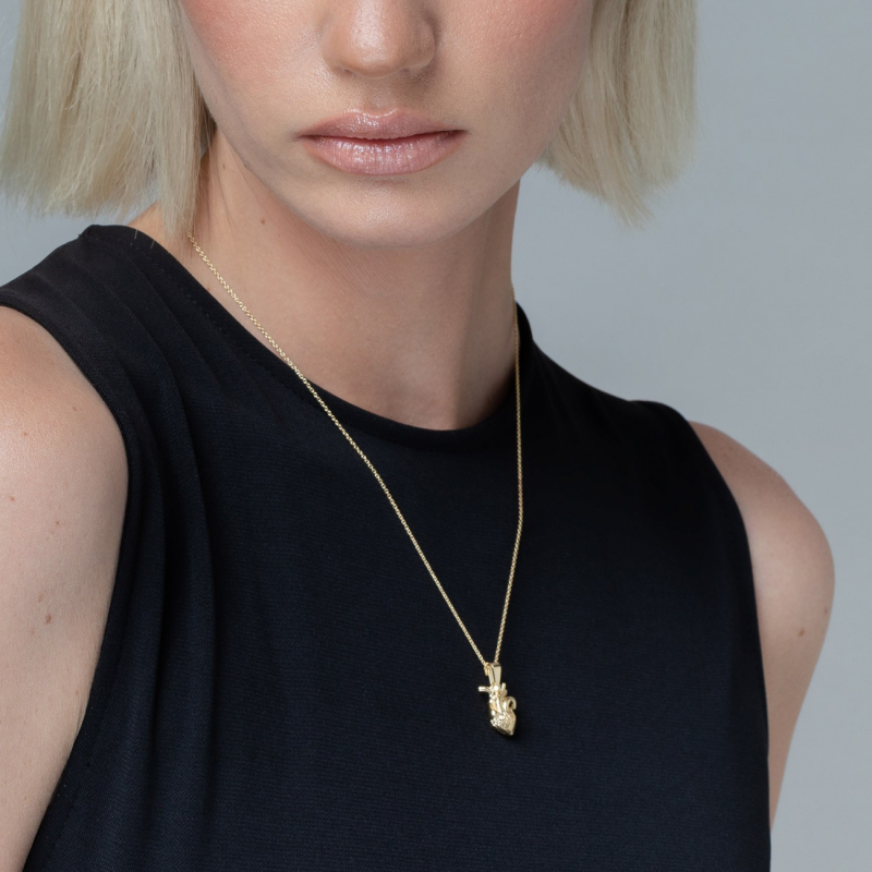 Srebrny naszyjnik serce anatomiczne w pokryciu platyną                                    