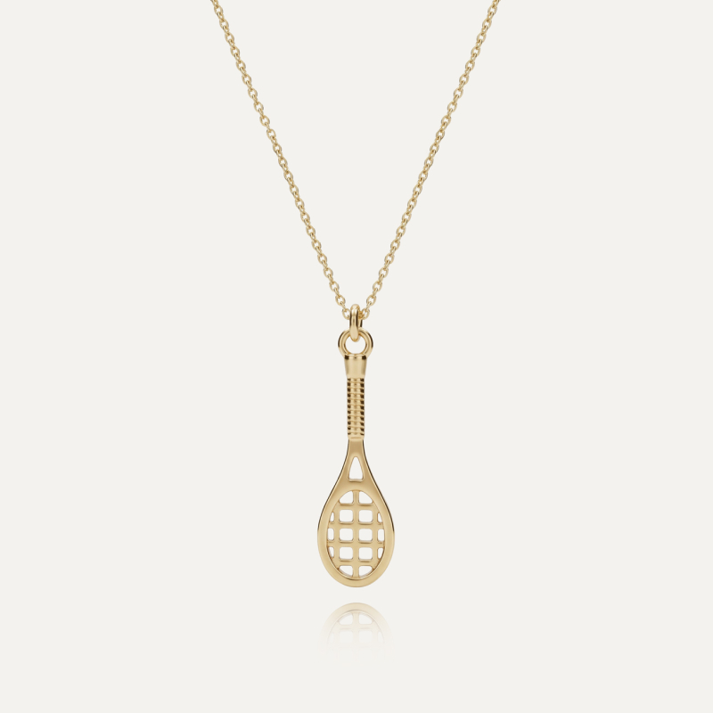 Naszyjnik rakieta do squasha, srebro 925 w złotym pokryciu