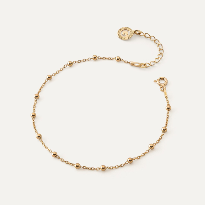 Bransoletka łańcuszkowa ankier z kulkami, srebro 925 w złotym pokryciu
