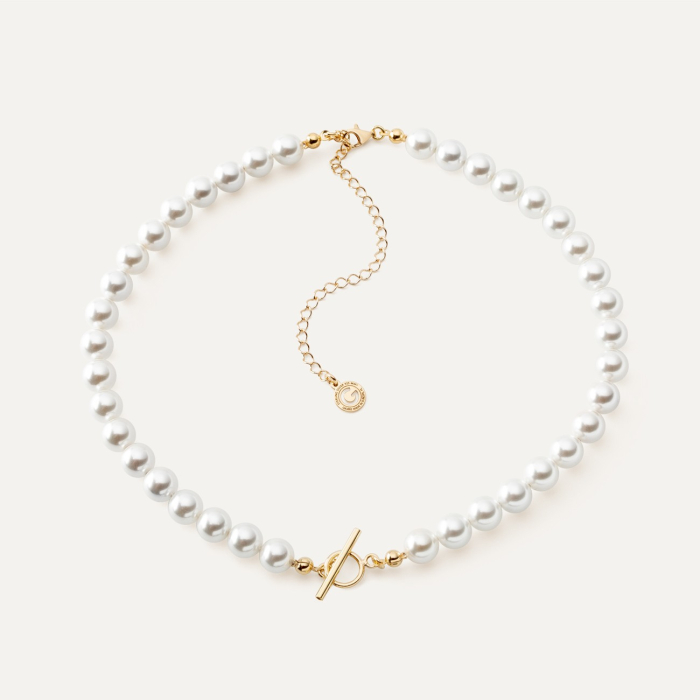Choker z perłami 0,8 cm - baza do charms&oacute;w, srebro 925 w złotym pokryciu