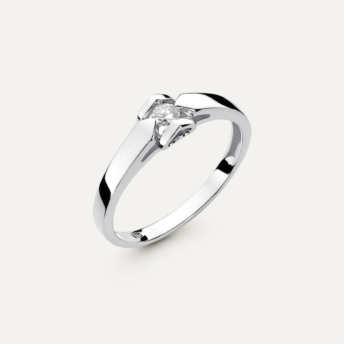 Verlobungsring mit einem herzf&ouml;rmigen Diamanten - Liebe, gold 585 wei&szlig; 