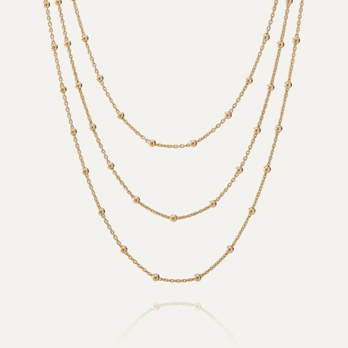 Potr&oacute;jny łańcuszek 50 cm z kulkami , srebro 925 w złotym pokryciu