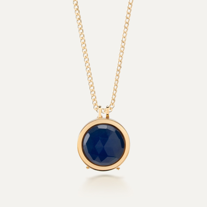 Puzderko ze zdjęciem i grawerem - chalcedon lazurowy, srebro 925