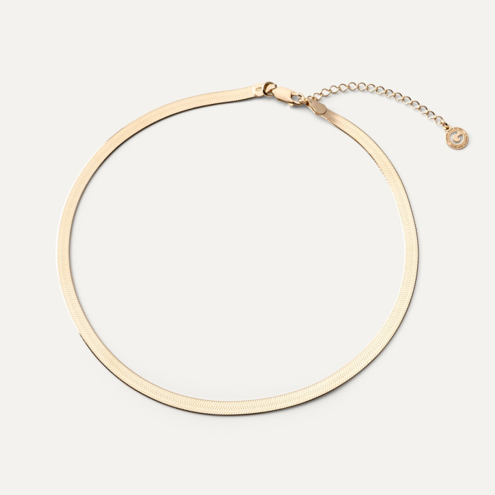 Srebrny choker - płaska taśma w złotym pokryciu