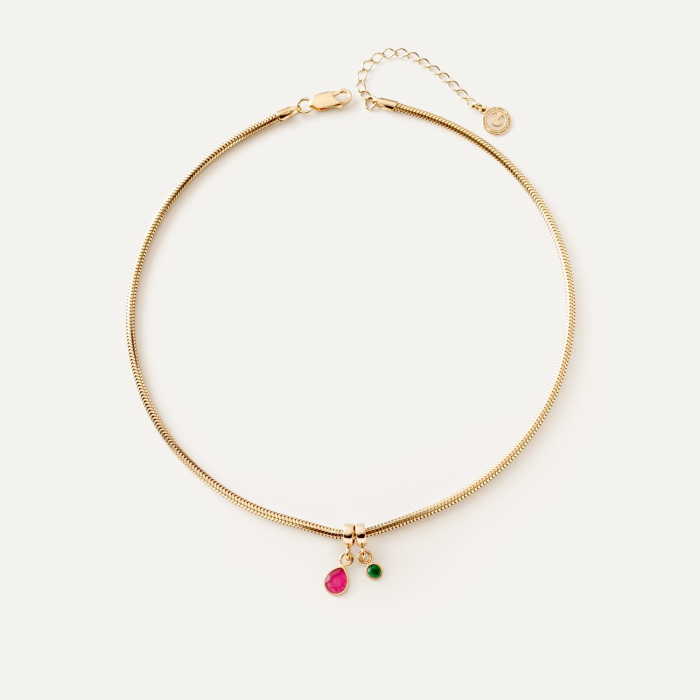 Srebrny choker z zawieszką łezka i k&oacute;łko w złotym pokryciu