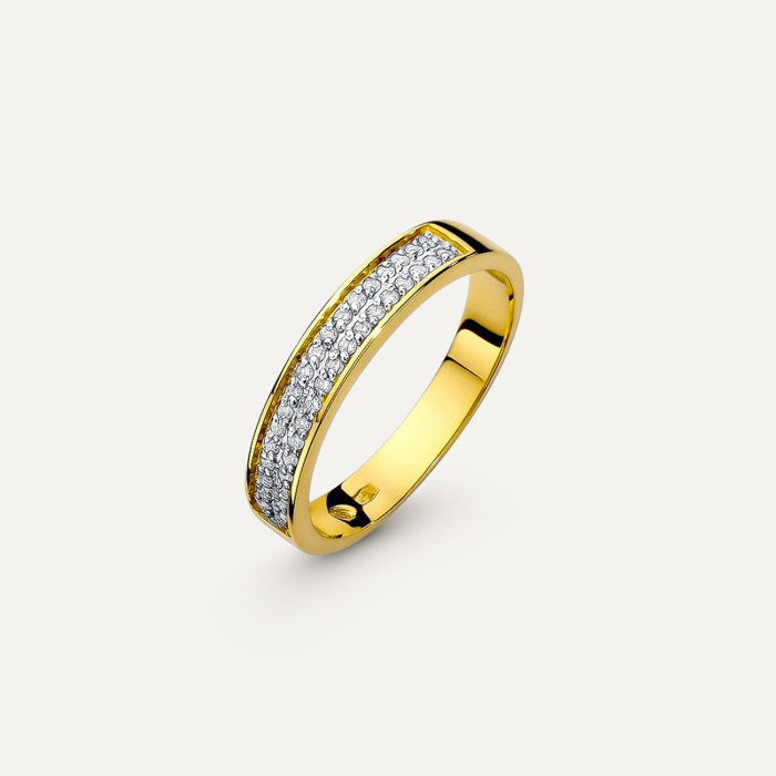 Gold Ring mit einer Reihe von Diamanten - Glamour, gold 585 gelb 