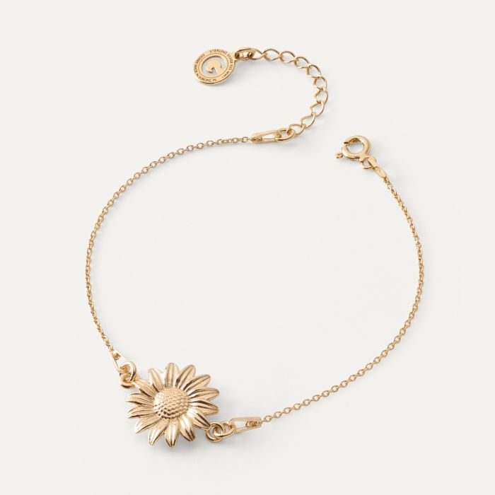 Sunflower bracelet, sterling silver 925 gold plated