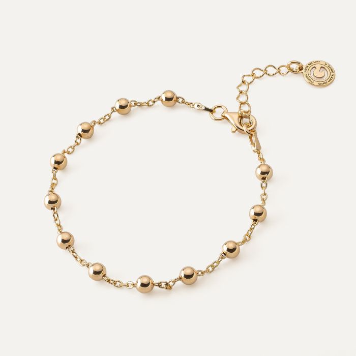 Bracelet with ball 4 mm, sterling silver 925 gold plated