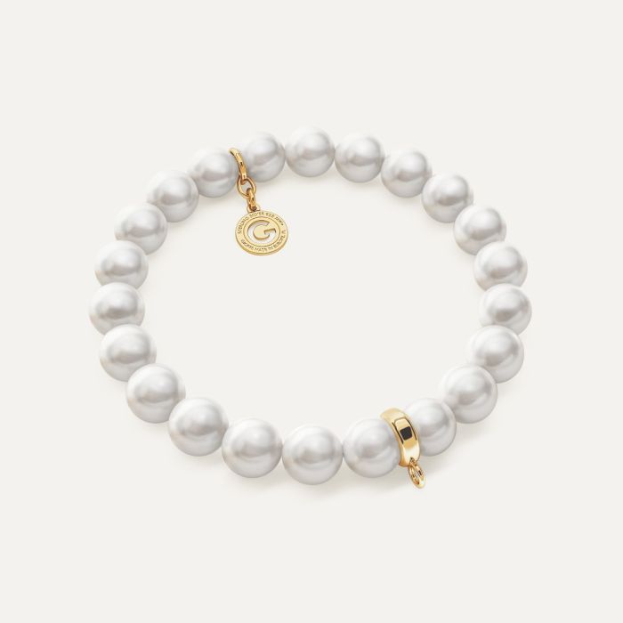 Elastic bracelet with GAVBARI pearls, sterling silver 925 gold plated