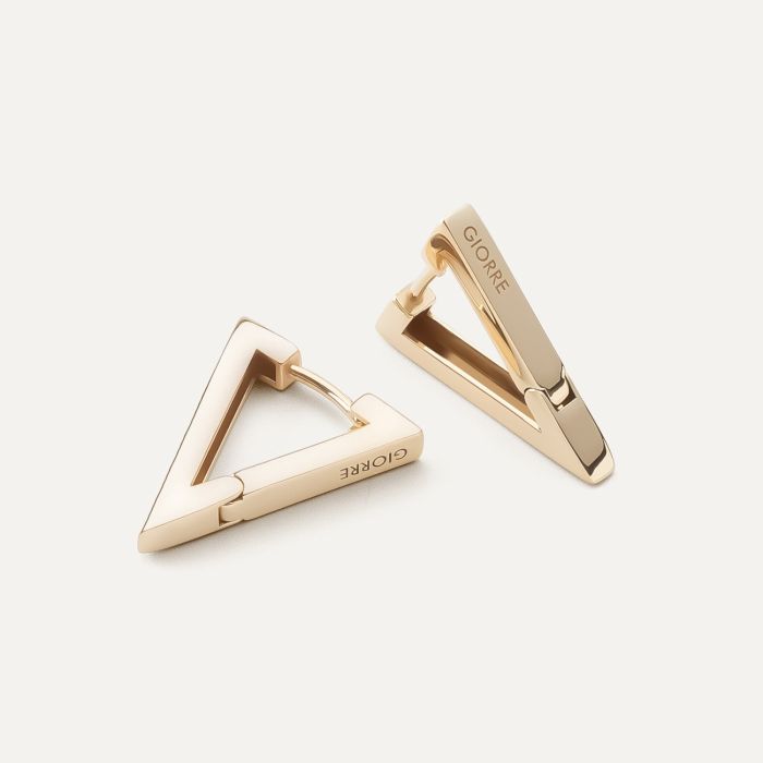 Geometric triangle earrings - medium, silver 925 gold plated