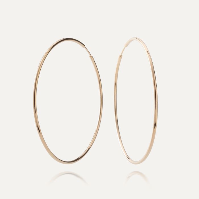 Silver round hoop earrings 6,5 cm for charm gold plated