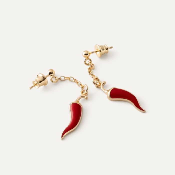 Chili pepper earrings, 925 silver with gold plating