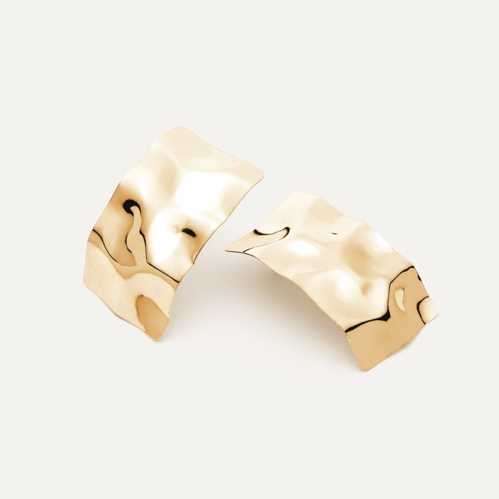 Hammered rectangle earrings - XENIA x GIORRE, silver 925 gold plated