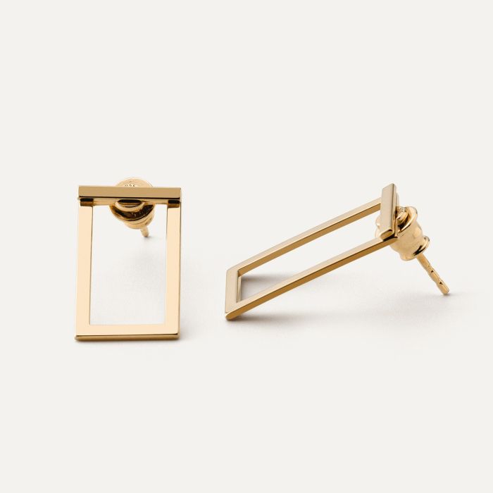 Rectangles earrings, sterling silver 925 gold plated