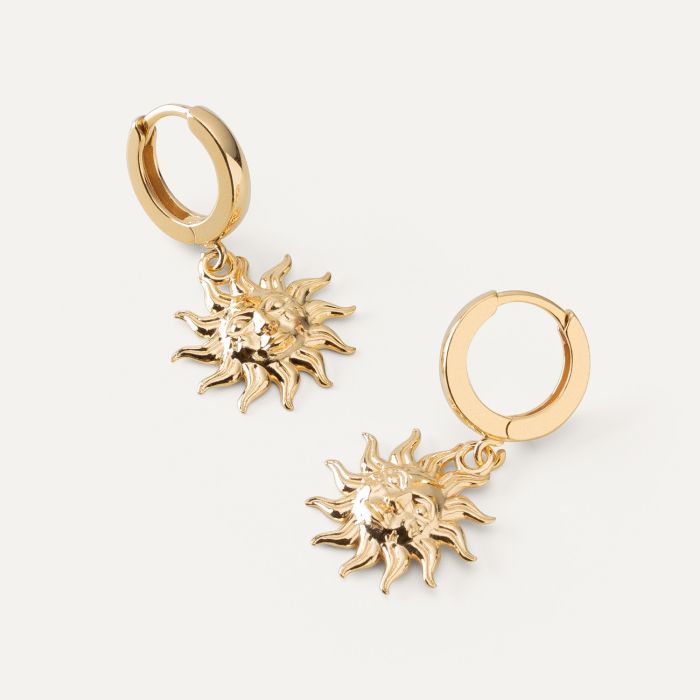 Sun earrings, sterling silver 925 gold plated