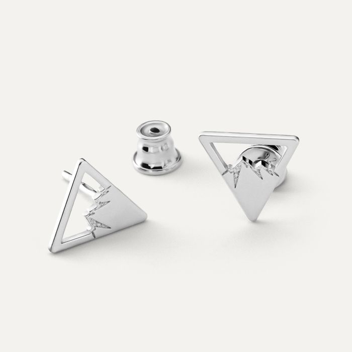 Mountains earrings, sterling silver 925 platinum plated