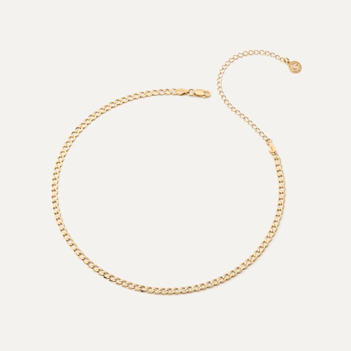 Silver choker curb chain gold plated