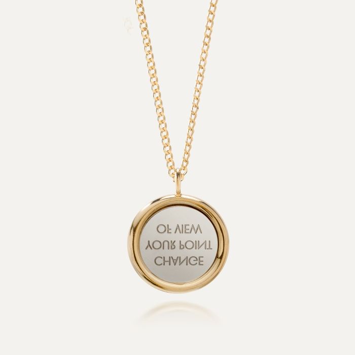 Medallion with a secret inscription - mirror image, 925 silver with gold plating