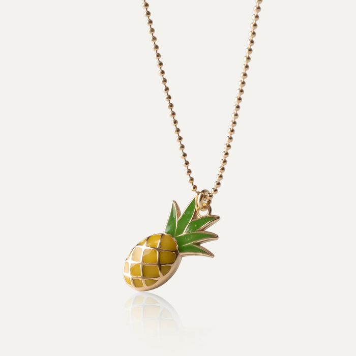 Pineapple necklace, 925 silver with gold plating