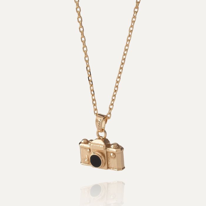 Camera necklace, 925 silver with gold plating