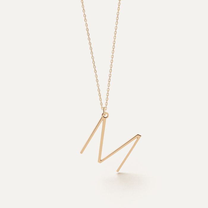 Necklace with a letter, silver 925, gold plated