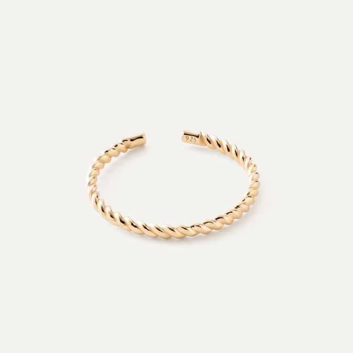 Rope ring, sterling silver 925 gold plated