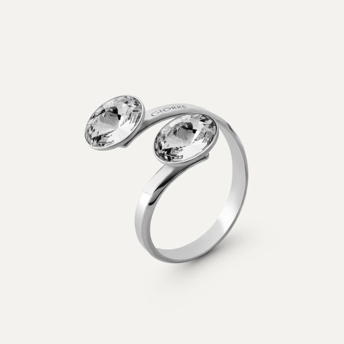 Rivoli ring with two stones 8 mm, silver 925 platinum plated