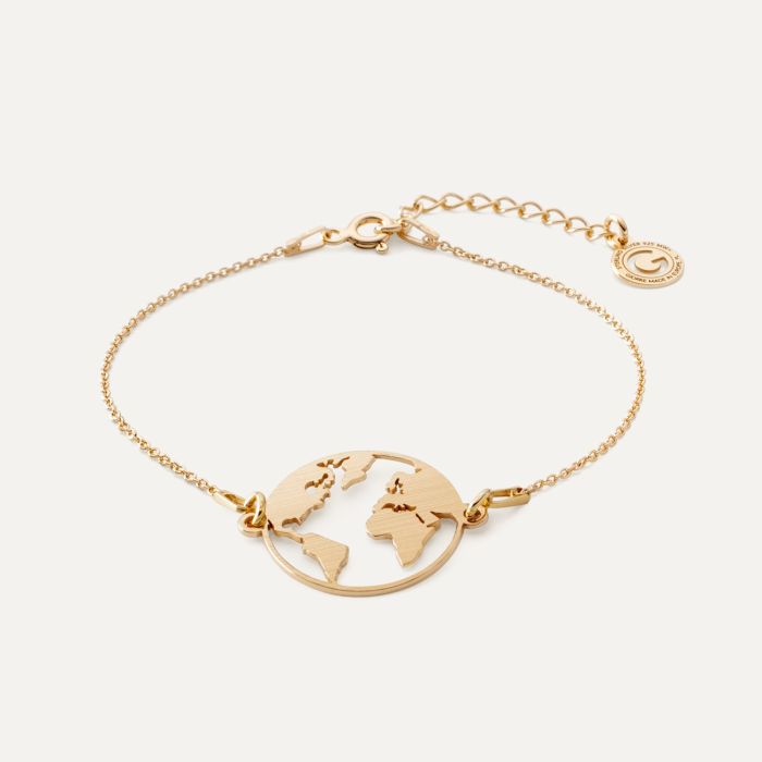 Silver bracelet - satin Globe gold plated