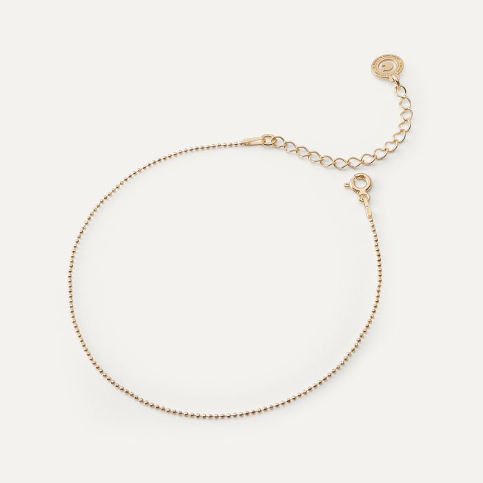 Silver ankle bracelet, Ball chain gold plated