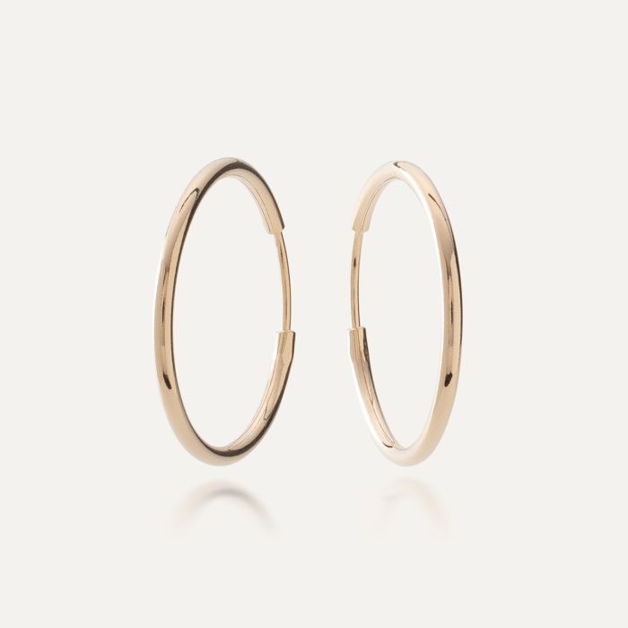 Round hoop earrings 2,5 cm, sterling silver 925 gold plated