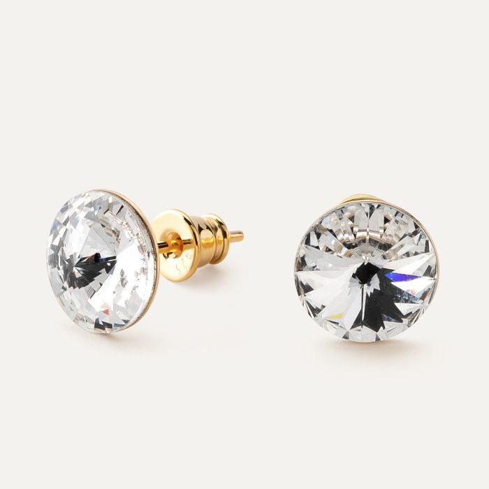 Sterling silver earrings with rivoli crystals 10 mm gold plated