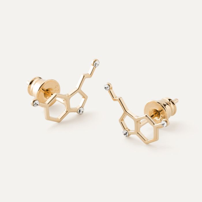 Serotonin earrings with crystals, silver 925 gold plated