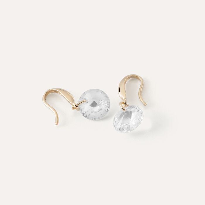 Round zirconia drop earrings, sterling silver 925 gold plated