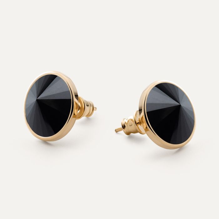 Silver earrings with black onyx gold plated