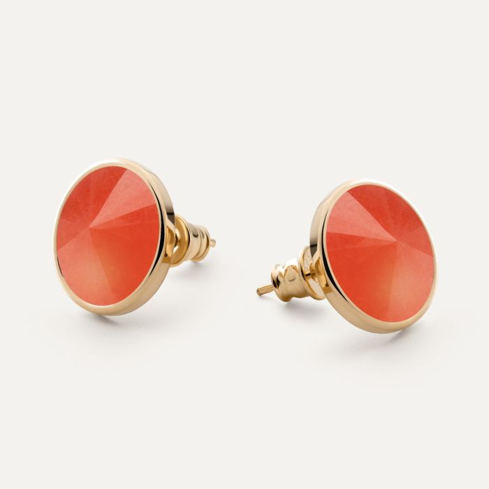 Silver earrings - jadeite orange gold plated