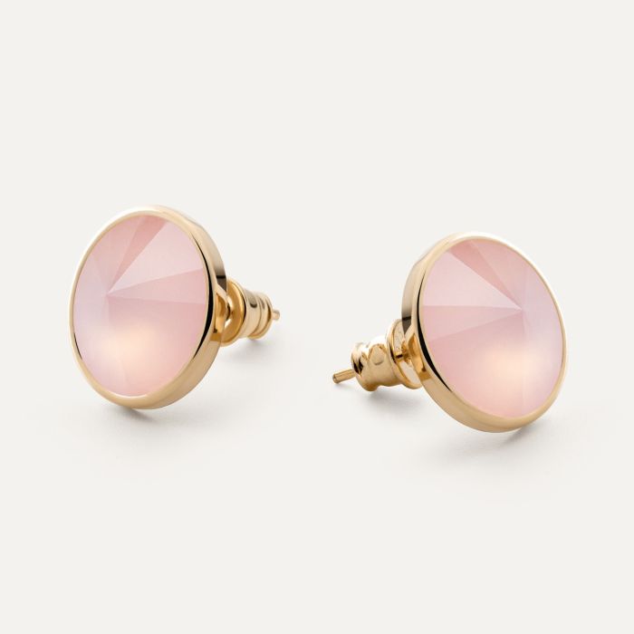 Silver earrings with rose quartz gold plated