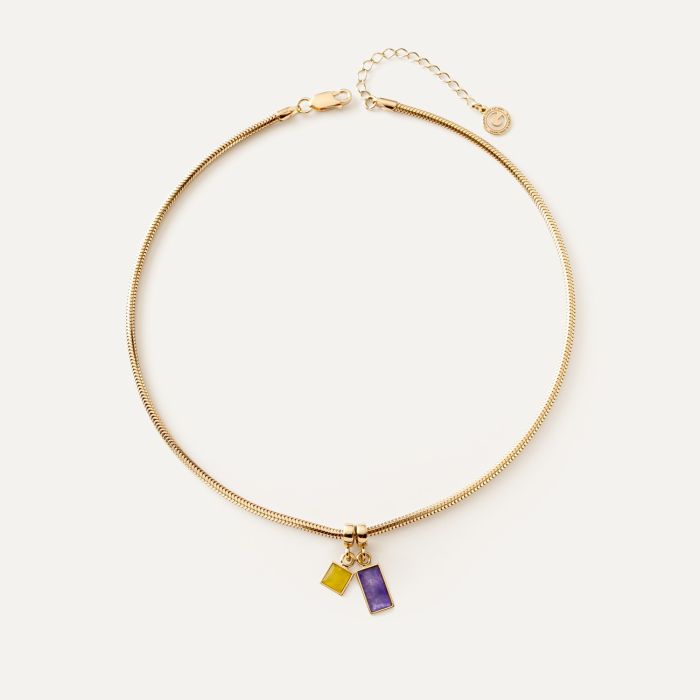 Choker with hanging stones, sterling silver 925 gold plated