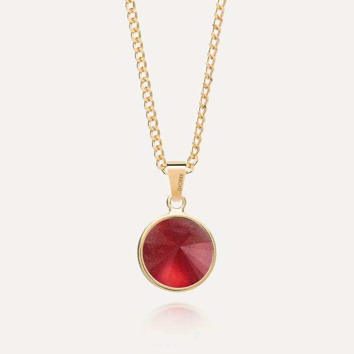 Silver necklace - pink chalcedony gold plated