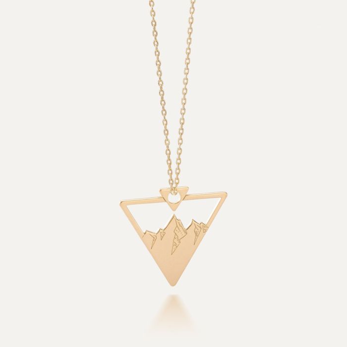 Silver necklace - mountains gold plated