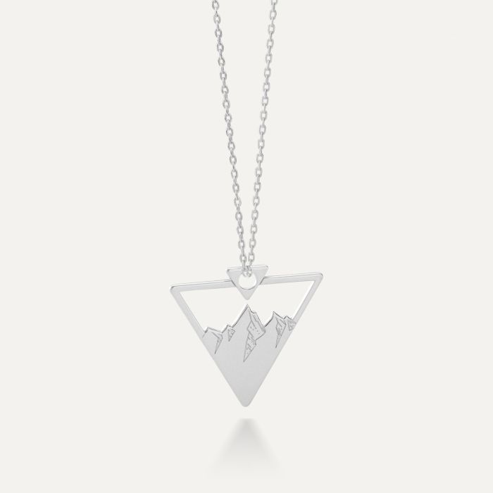 Silver necklace - mountains platinum plated