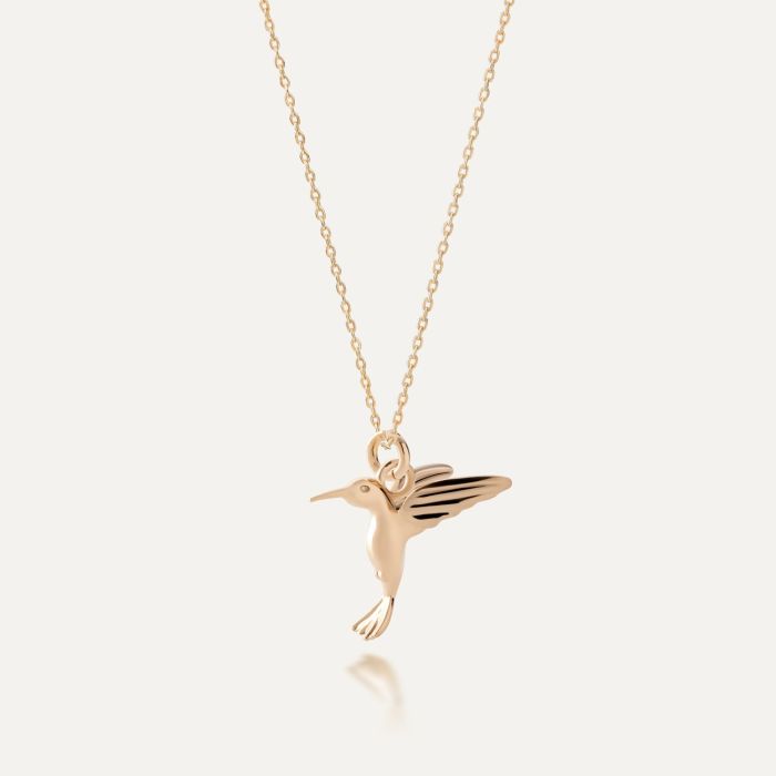 Hummingbird necklace, sterling silver 925 gold plated