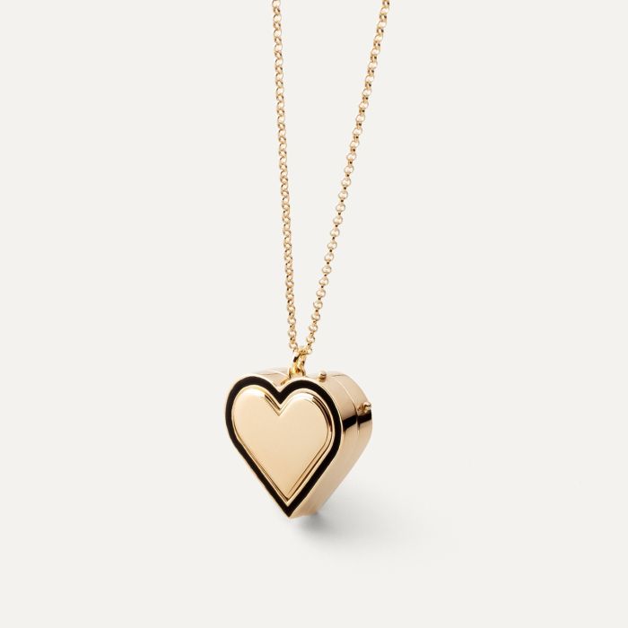 Silver heart locket pendant necklace, sterling silver 925 gold plated